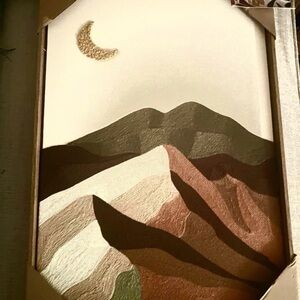 NEW BP Home Woven Art Artistic Mountains, Valleys, Moon Pattern Decor. 18" x 26"
